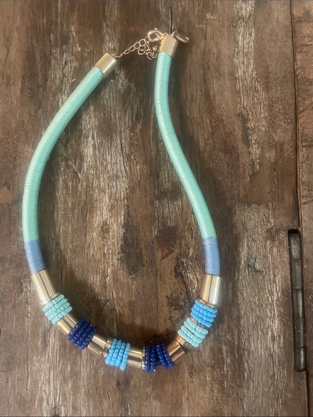 Stanley Turquoise and Navy Beaded Statement Necklace